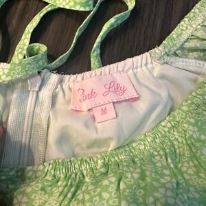 Pink Lily Light Green Patterned Top